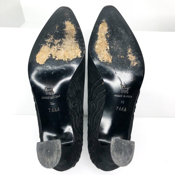 Paloma Womens Size 7 Black Suede Block Heel Pumps - Picture 7 of 8